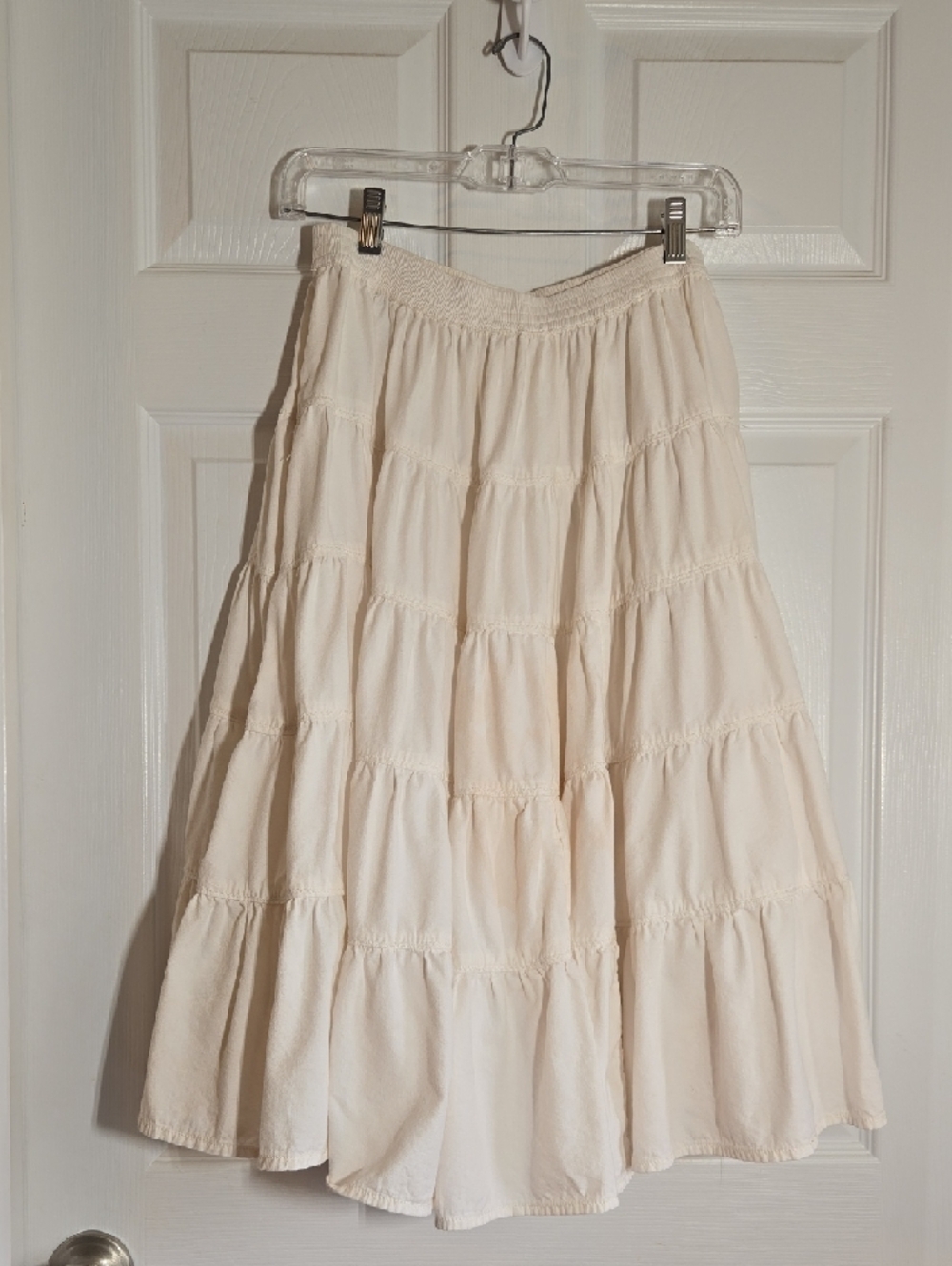 Free People Cream White Tiered Midi Skirt Size Medium - Picture 4 of 5